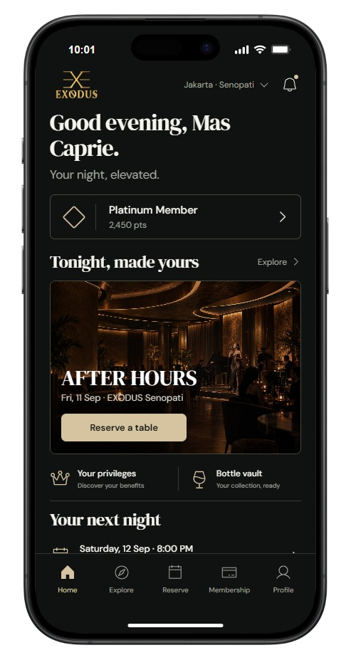 EXODUS Android and iOS mobile app interface