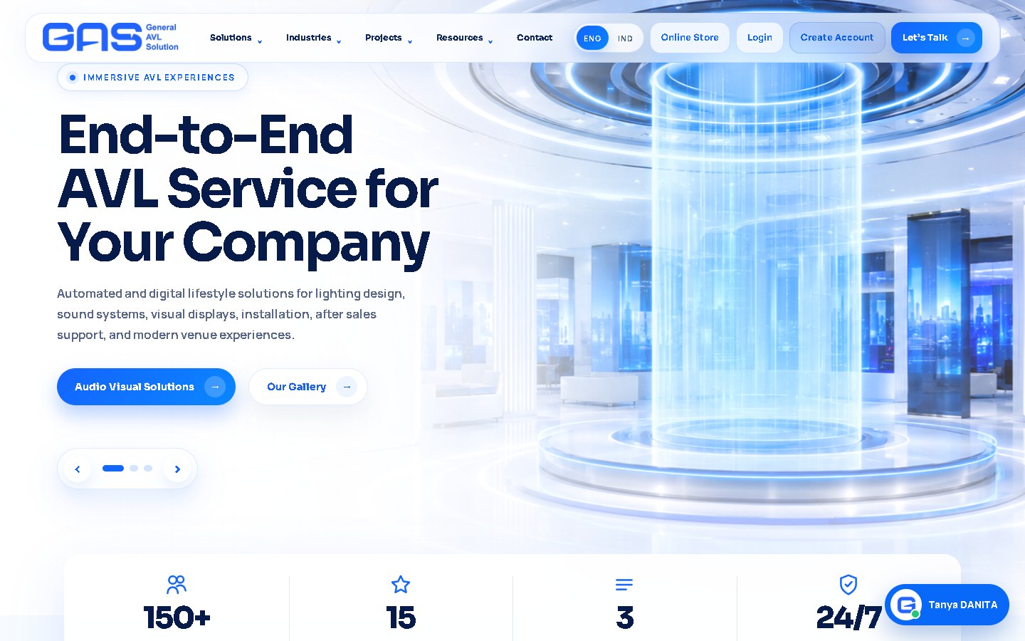 GAS AV corporate website homepage